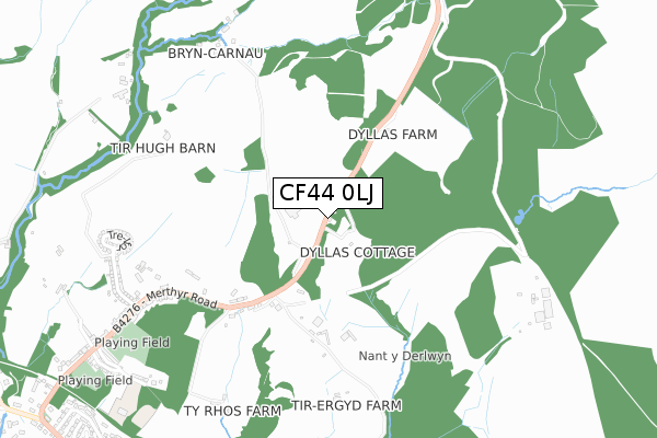 CF44 0LJ map - small scale - OS Open Zoomstack (Ordnance Survey)