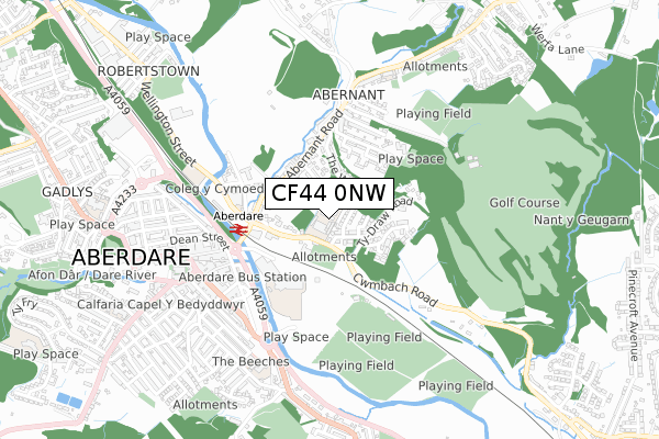 CF44 0NW map - small scale - OS Open Zoomstack (Ordnance Survey)