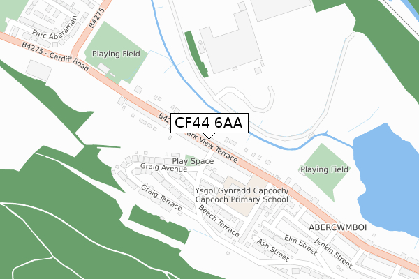 CF44 6AA map - large scale - OS Open Zoomstack (Ordnance Survey)