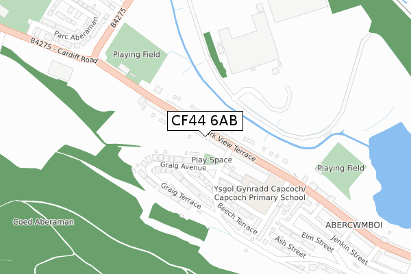 CF44 6AB map - large scale - OS Open Zoomstack (Ordnance Survey)