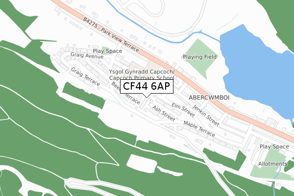 CF44 6AP map - large scale - OS Open Zoomstack (Ordnance Survey)