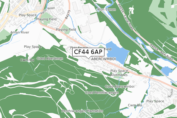 CF44 6AP map - small scale - OS Open Zoomstack (Ordnance Survey)