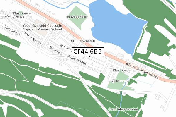 CF44 6BB map - large scale - OS Open Zoomstack (Ordnance Survey)