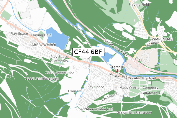 CF44 6BF map - small scale - OS Open Zoomstack (Ordnance Survey)