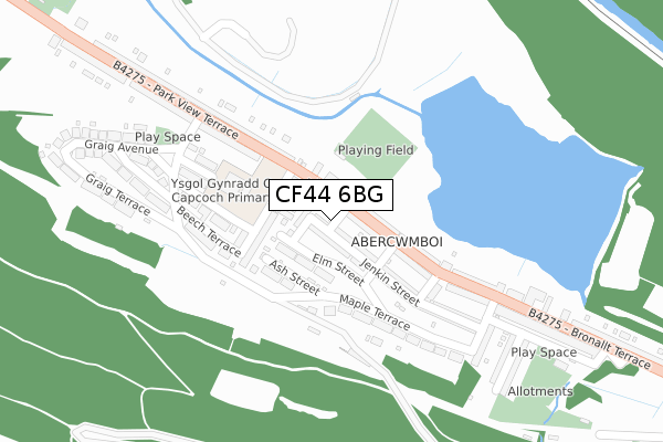 CF44 6BG map - large scale - OS Open Zoomstack (Ordnance Survey)