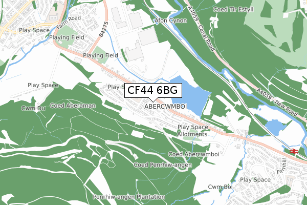 CF44 6BG map - small scale - OS Open Zoomstack (Ordnance Survey)