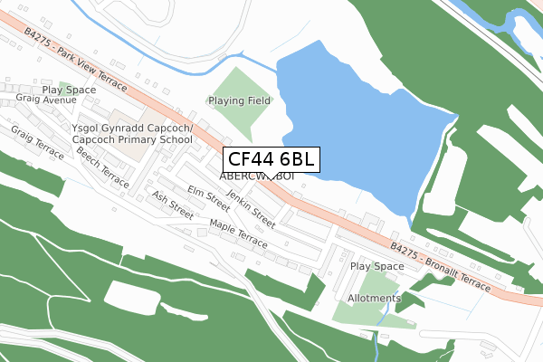 CF44 6BL map - large scale - OS Open Zoomstack (Ordnance Survey)