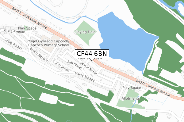 CF44 6BN map - large scale - OS Open Zoomstack (Ordnance Survey)