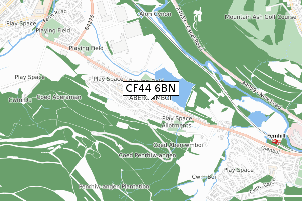 CF44 6BN map - small scale - OS Open Zoomstack (Ordnance Survey)