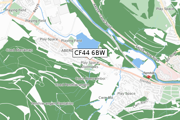 CF44 6BW map - small scale - OS Open Zoomstack (Ordnance Survey)