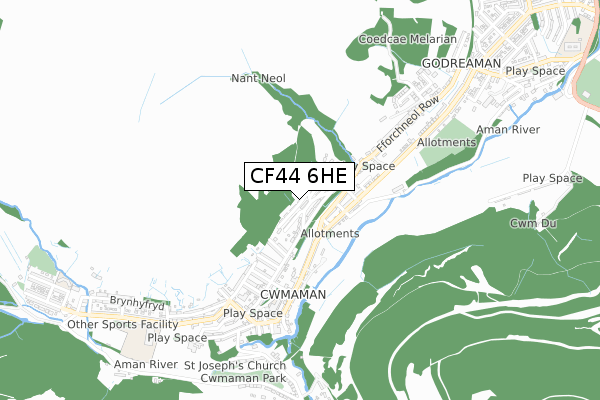 CF44 6HE map - small scale - OS Open Zoomstack (Ordnance Survey)