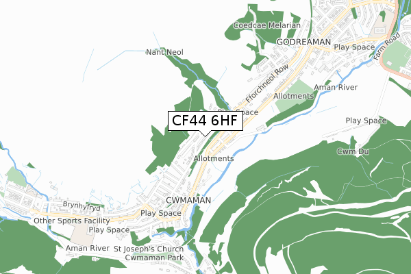 CF44 6HF map - small scale - OS Open Zoomstack (Ordnance Survey)