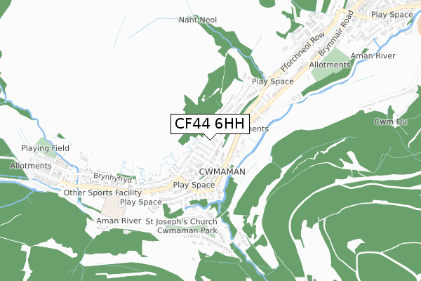 CF44 6HH map - small scale - OS Open Zoomstack (Ordnance Survey)