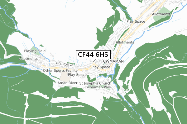 CF44 6HS map - small scale - OS Open Zoomstack (Ordnance Survey)