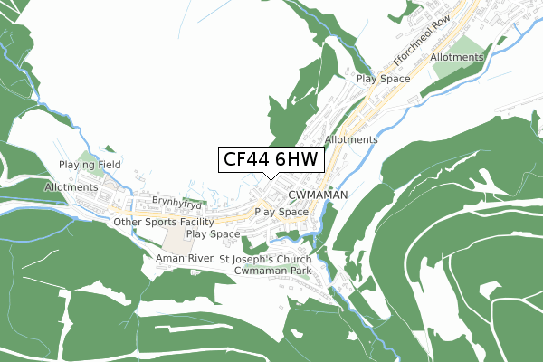 CF44 6HW map - small scale - OS Open Zoomstack (Ordnance Survey)