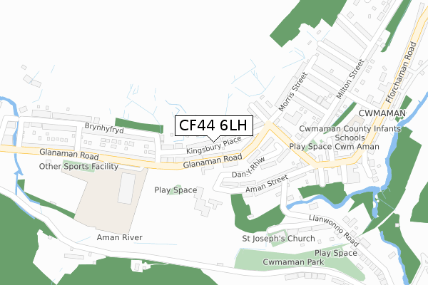 CF44 6LH map - large scale - OS Open Zoomstack (Ordnance Survey)