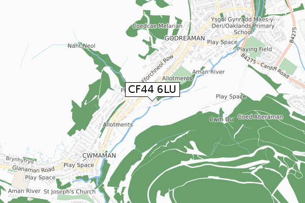 CF44 6LU map - small scale - OS Open Zoomstack (Ordnance Survey)