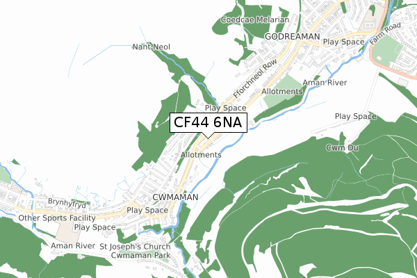 CF44 6NA map - small scale - OS Open Zoomstack (Ordnance Survey)