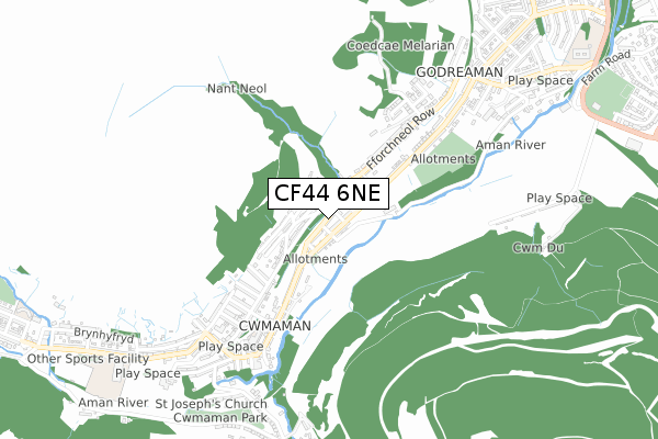 CF44 6NE map - small scale - OS Open Zoomstack (Ordnance Survey)