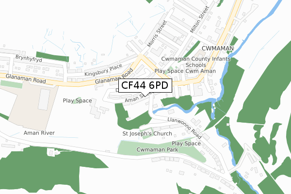 CF44 6PD map - large scale - OS Open Zoomstack (Ordnance Survey)