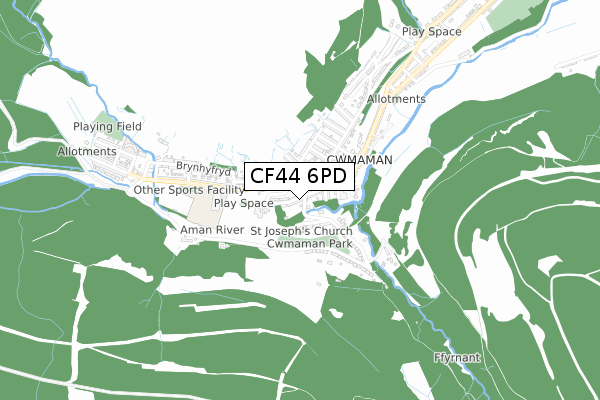 CF44 6PD map - small scale - OS Open Zoomstack (Ordnance Survey)