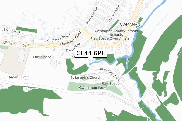 CF44 6PE map - large scale - OS Open Zoomstack (Ordnance Survey)