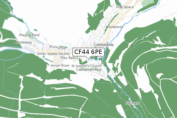 CF44 6PE map - small scale - OS Open Zoomstack (Ordnance Survey)