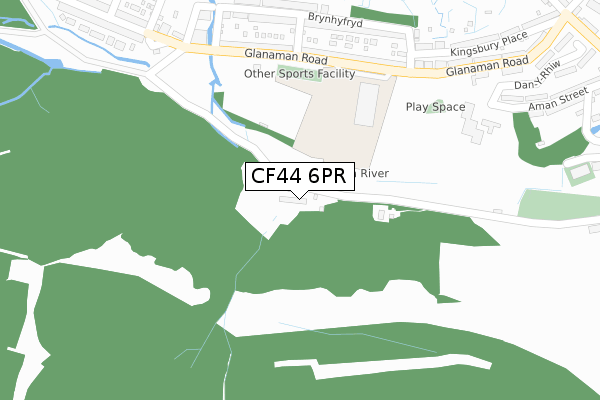 CF44 6PR map - large scale - OS Open Zoomstack (Ordnance Survey)