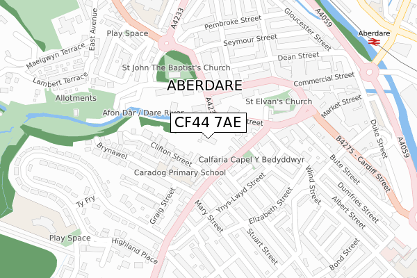 CF44 7AE map - large scale - OS Open Zoomstack (Ordnance Survey)