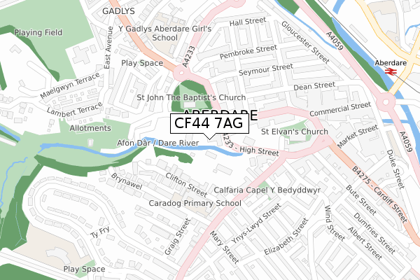 CF44 7AG map - large scale - OS Open Zoomstack (Ordnance Survey)