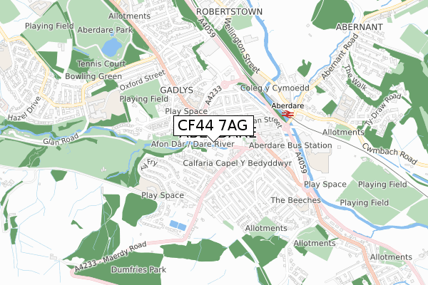 CF44 7AG map - small scale - OS Open Zoomstack (Ordnance Survey)