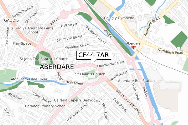 CF44 7AR map - large scale - OS Open Zoomstack (Ordnance Survey)