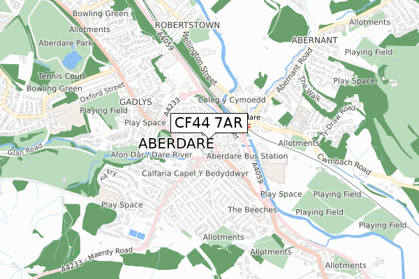 CF44 7AR map - small scale - OS Open Zoomstack (Ordnance Survey)