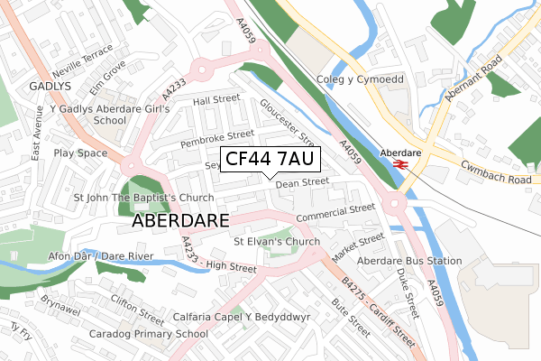 CF44 7AU map - large scale - OS Open Zoomstack (Ordnance Survey)