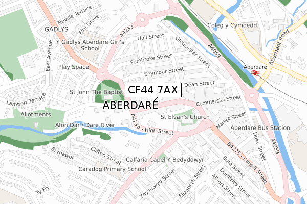 CF44 7AX map - large scale - OS Open Zoomstack (Ordnance Survey)