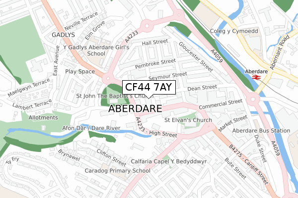 CF44 7AY map - large scale - OS Open Zoomstack (Ordnance Survey)