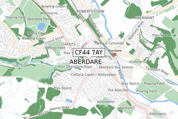 CF44 7AY map - small scale - OS Open Zoomstack (Ordnance Survey)