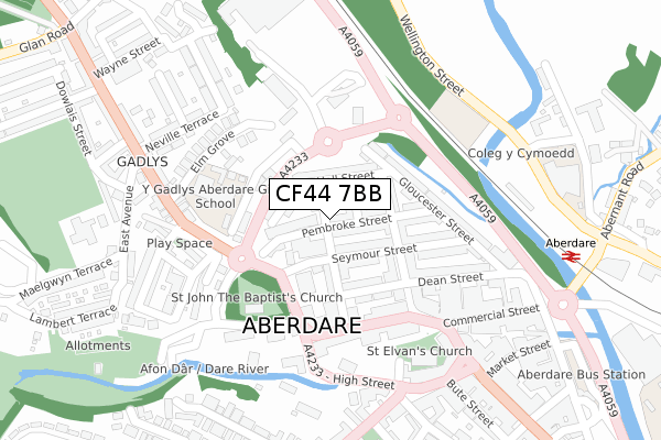 CF44 7BB map - large scale - OS Open Zoomstack (Ordnance Survey)