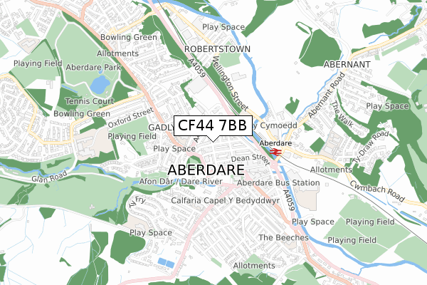 CF44 7BB map - small scale - OS Open Zoomstack (Ordnance Survey)