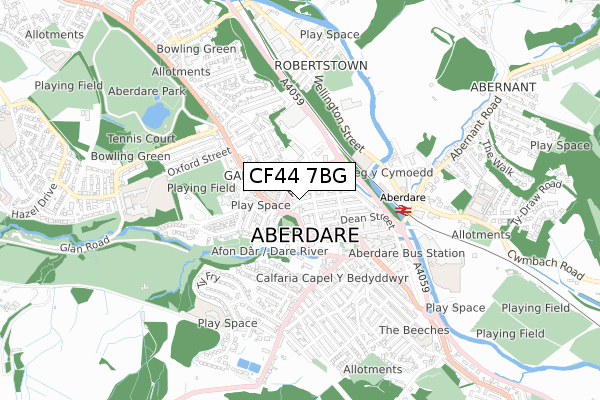 CF44 7BG map - small scale - OS Open Zoomstack (Ordnance Survey)