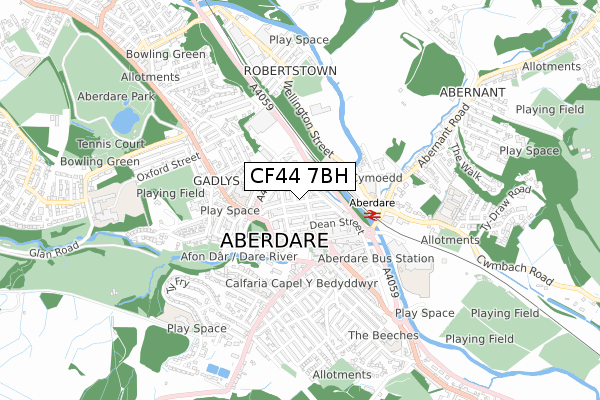 CF44 7BH map - small scale - OS Open Zoomstack (Ordnance Survey)