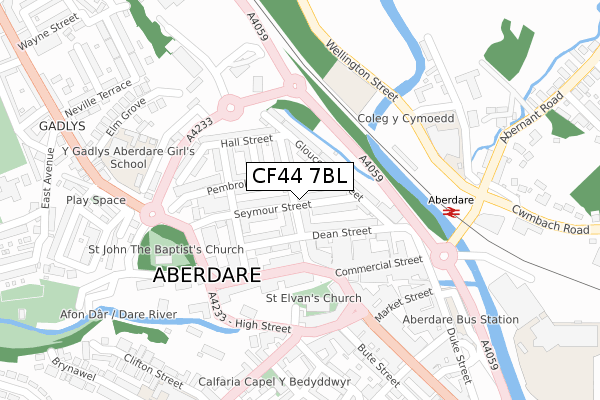 CF44 7BL map - large scale - OS Open Zoomstack (Ordnance Survey)