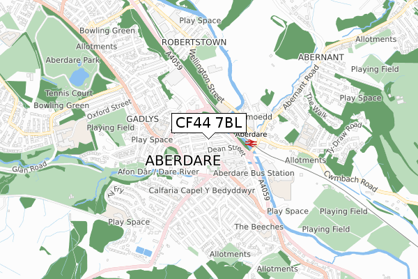 CF44 7BL map - small scale - OS Open Zoomstack (Ordnance Survey)