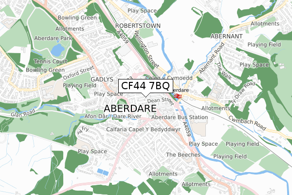 CF44 7BQ map - small scale - OS Open Zoomstack (Ordnance Survey)