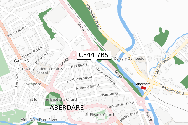 CF44 7BS map - large scale - OS Open Zoomstack (Ordnance Survey)