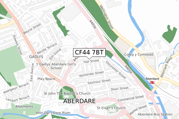 CF44 7BT map - large scale - OS Open Zoomstack (Ordnance Survey)