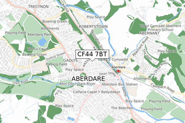 CF44 7BT map - small scale - OS Open Zoomstack (Ordnance Survey)