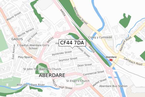 CF44 7DA map - large scale - OS Open Zoomstack (Ordnance Survey)