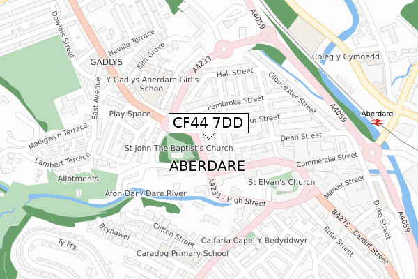 CF44 7DD map - large scale - OS Open Zoomstack (Ordnance Survey)