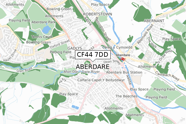 CF44 7DD map - small scale - OS Open Zoomstack (Ordnance Survey)